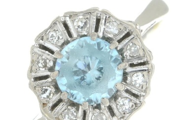 Diamond & blue zircon cluster ring