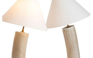 Dumais Made, Contemporary, Ceramic Table Lamps, Beige Parchment Glaze, 2021
