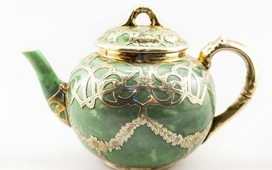 EARLY 20TH C. ROYAL WORCESTER CANNONBALL LIDDED TEAPOT