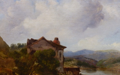 ENGLISH SCHOOL (19TH CENTURY), DERWENT WATER, OIL ON CANVAS, INDISTINCTLY TITLED ON STRETCHER VERSO