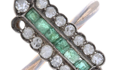 Early 20th century emerald & diamond dress ring