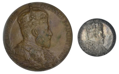 Edward VII, Coronation, 1902, bronze and silver medals by George William de Saulles (2).