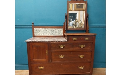 Edwardian mahogany dressing table with marble top and tiled ...