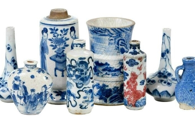Eight Assorted Chinese Blue and White Miniature Vessels