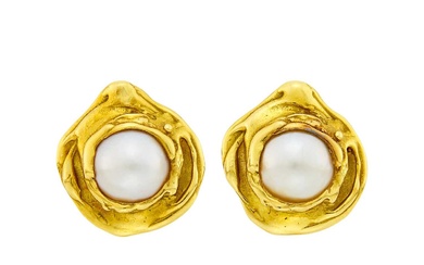 Elizabeth Gage Pair of Gold and Mabé Pearl Earclips