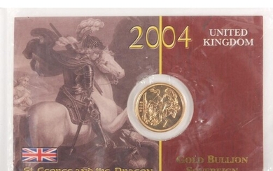 Elizabeth II 2004 gold bullion sovereign in original packagi...