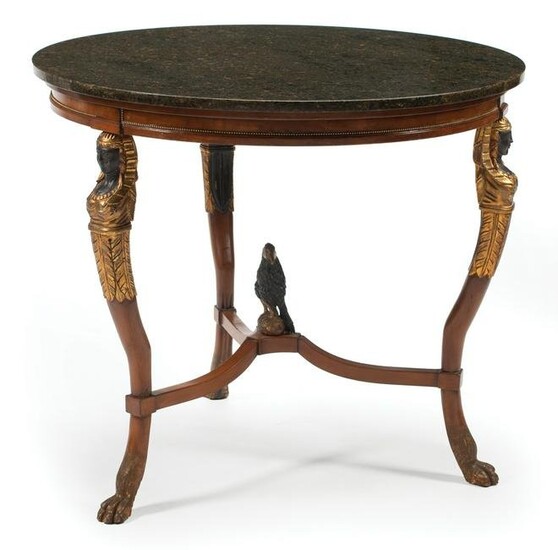 Empire-Style Parcel Gilt Fruitwood Center Table