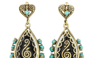 Enamel and Turquoise Drop Earrings