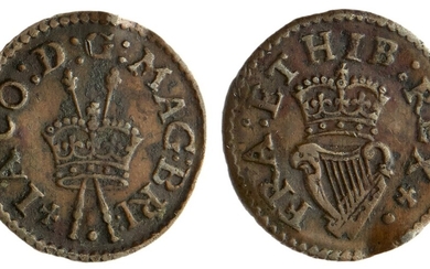 England.House of Stuart. James I (1603-1625). Farthing, mm. cross pattée. Oval flan. Crown and...