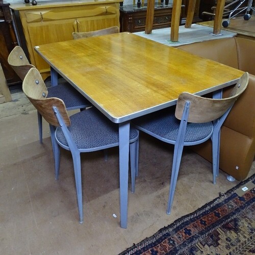 Ernest Race, a mid-century set of 4 BA chairs and matching B...