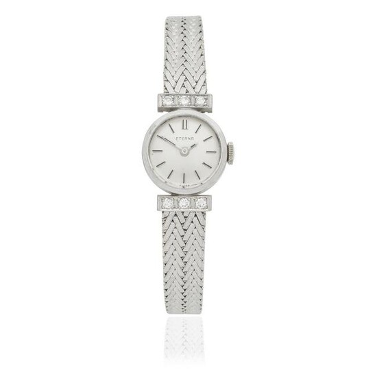 Eterna. A lady's 18K white gold and diamond set manual wind cocktail bracelet watch Circa 1950