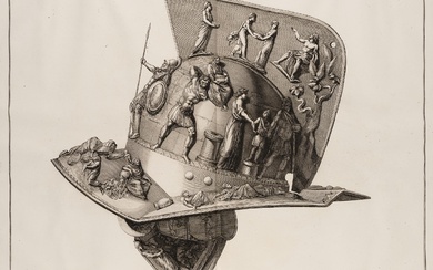 F. PIRANESI (*1758) after PIROLI (*1752), Decorated helmet of a gladiator, Pompeii, 1805, Etching