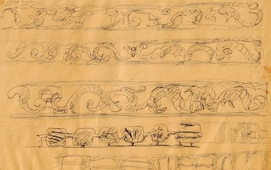 FONTANA Lucio, Studi per decorazioni spaziali, 1950, black ballpoint pen on paper, cm 21x29,5