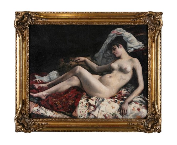 FRENCH SCHOOL (19TH CENTURY)Odalisque reclining on a divanOil...
