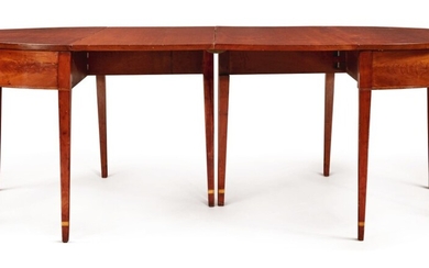 Federal Inlaid and Figured Mahogany Two-Part Dining Table, New England, circa 1805