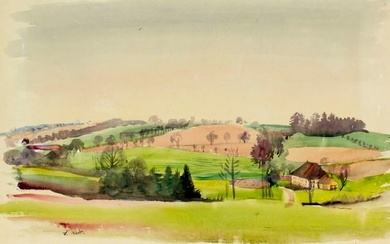 Ferdinand Kitt (Austria,1887-1961) watercolor painting antique