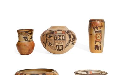 Five Hopi pottery vessels