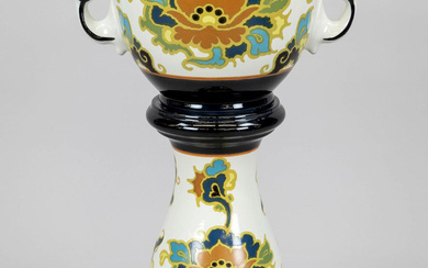 Flower column with cachepot, 3 pieces, Modica Gauda-Plateel, Oud-Gouda, Zuid- Holland, ceramics