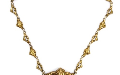 Foam gold necklace around 1830, gold back, finely...