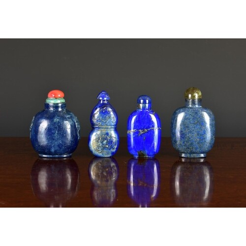 Four Chinese lapis lazuli snuff bottles, 20th century, the f...