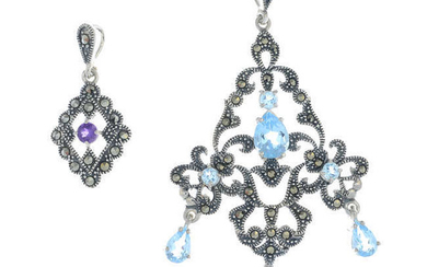 Four items of gem-set jewellery.