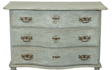 French 18th century painted oak 3 drawer commode