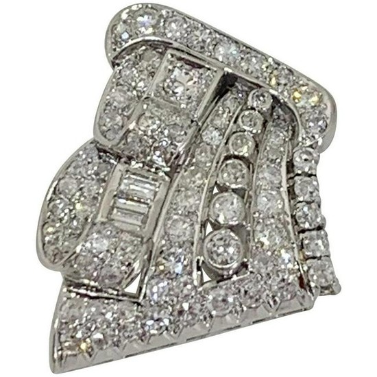 French Art Deco Diamond Platinum And 18k White Gold
