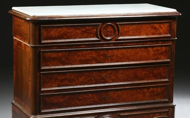 French Louis Philippe Carved Walnut Marble Top