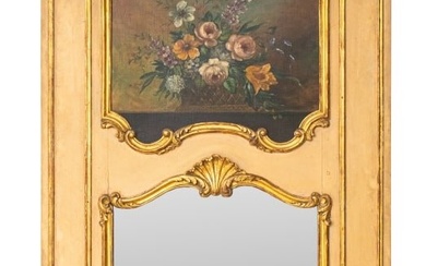French Louis XV Revival Gilt Wood Trumeau Mirror