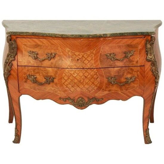 French Louis XV Style Marble Top Commode
