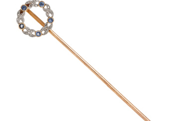 French diamonds and sapphires tie pin, early 20th Century.