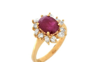 GIA Burma Ruby, Diamond and 14K Ring