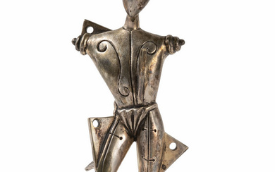GIORGIO DE CHIRICO (1888-1978) Il Trovatore scultura in bronzo argentato h cm...