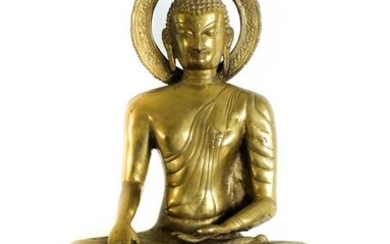 Gilt Metal Kashmir Seated Buddha Sculpture