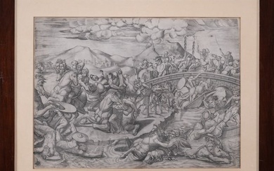 Giovanni Battista de'Cavalieri (Italy 1526-1597) Battle of the Milvian Bridge 16th C