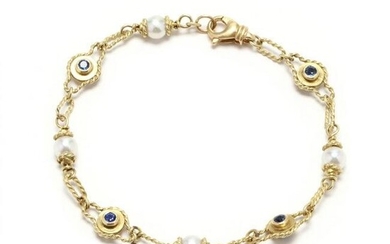 Gold, Pearl, and Sapphire Bracelet, Italy