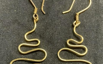 Gold Tone Snake Dangle Earrings