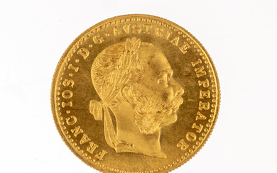 Gold coin 1 ducat , Austria-Hungary, 1915, official restrike, Franz...