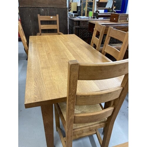 Good quality solid oak modern extending dining table with a ...