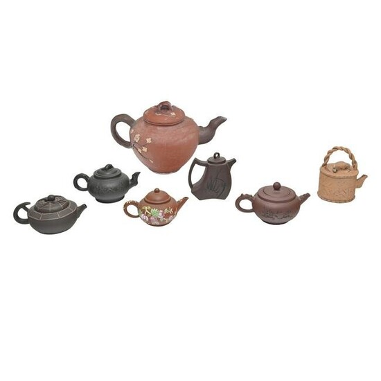 Group of Chinese Yixing Zisha Teapots