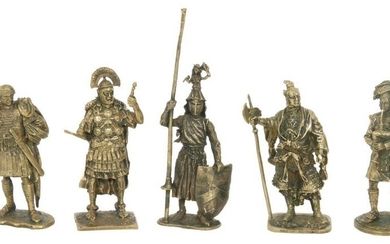 Group of Five Russian Soldier Bronzes