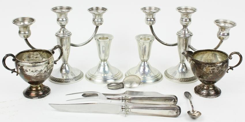 Group of Weighted Sterling Holloware and Flatware