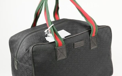 Gucci Web Travel Boston Bag in Red/Green Canvas