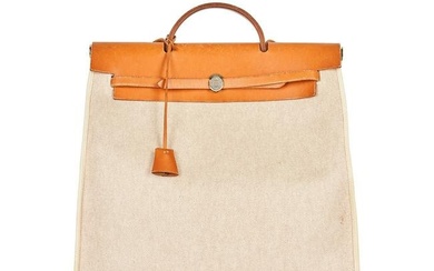 HERMES LARGE HERBAG CANVAS BAG Condition grade B-. Produced in 1999. 40cm long, 45cm high. Top ...