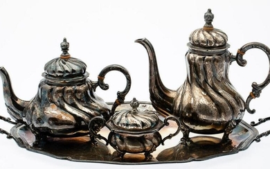 Handarbeit 3 Piece Sterling Tea Service and Tray