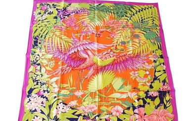 Hermes Scarf Flamingo Party Miami 90 cm Silk Limited