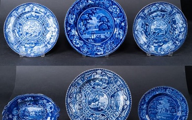 Historical Staffordshire FloBlue Hall Charger Collection Group Lot