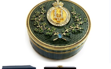 Imperial Faberge Green Guilloche Enamel Box