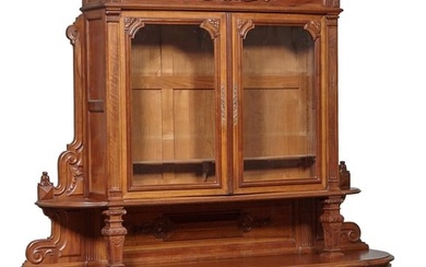 Impressive French Henri II Style Carved Walnut Buffet a Deux Corps, 19th c., H.- 118 in., W.- 88