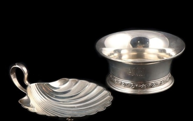 International Sterling Silver Shell Dish and Quaker Bowl, Mid-20th Century